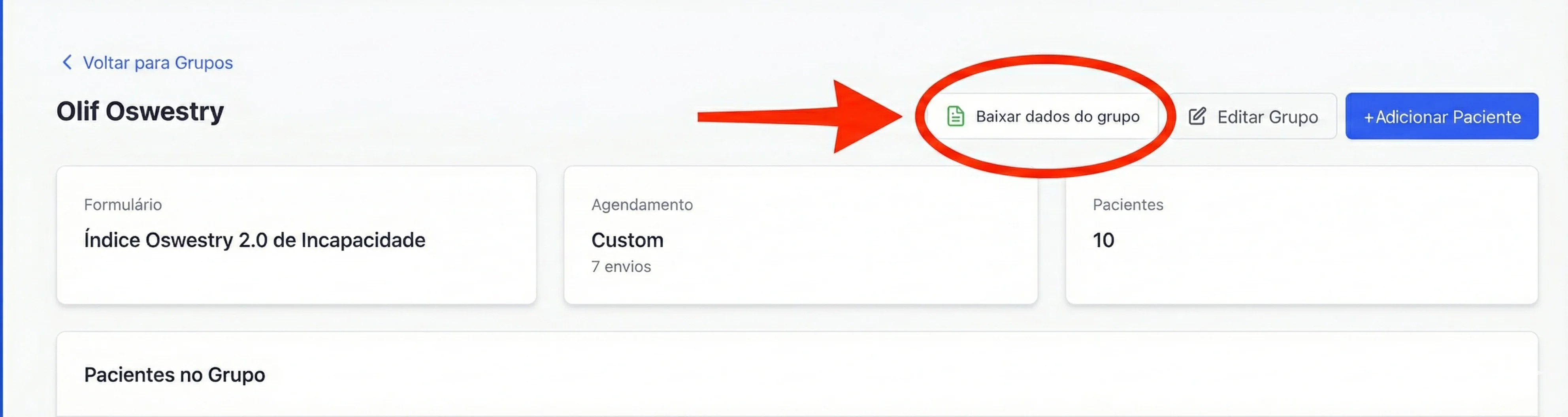 Botão baixar dados do grupo